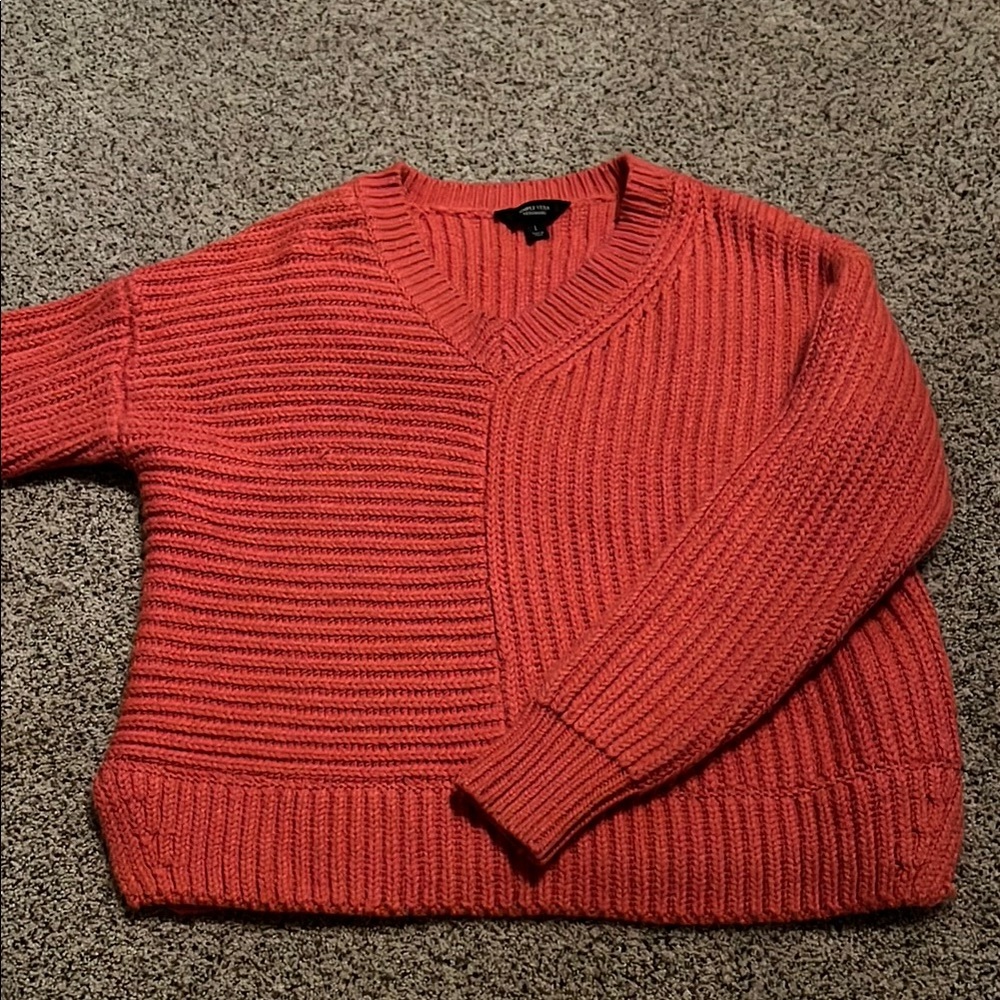 Cozy Coral V-Neck Sweater
